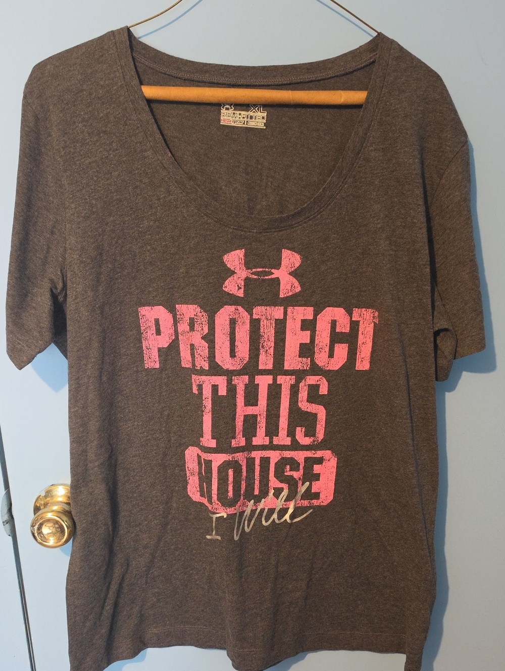 Under Armour Charcoal HeatGear Top with Pink Accent